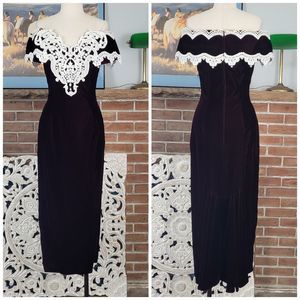 Vintage Jessica Mcclintock Bridal Burgundy Purple Velvet Lace Dress Sz Small